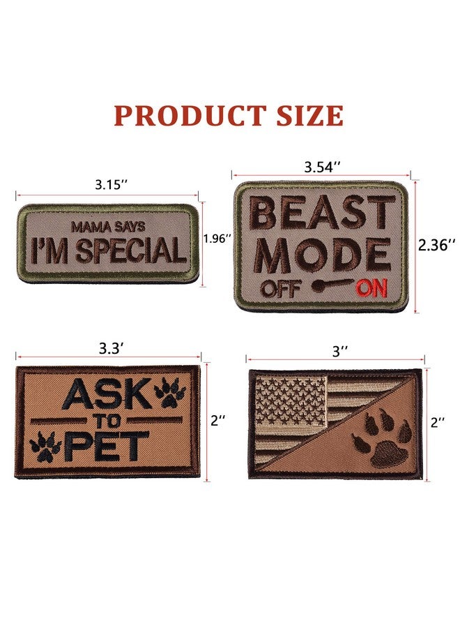 U-LIAN U-LIAN 4 Pieces Dog Pet Patch Beast Mode On Ask to Pet US Flag Dog Tracker Mama Says I'm Special Funny Hook and Loop Patches Sevice Dog Multitan - Image 2