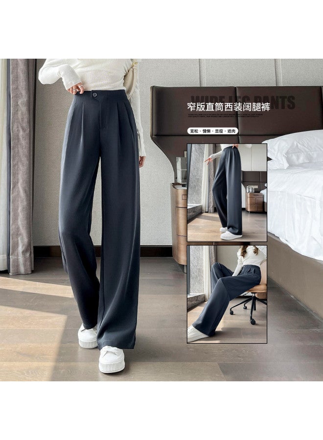 Hstyle Women's Wide-leg Suit Pants 2025 Spring/fall High-quality Drape Versatile Slimming Straight-leg Narrow Fit Casual Trousers - Image 4