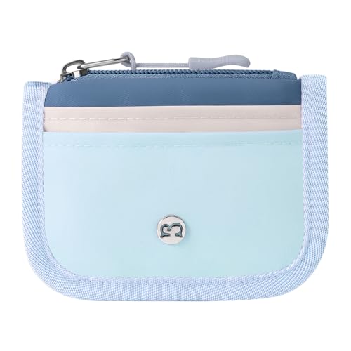 Babysun Mini Rfid Card Holder Slim Wallet with Change Zipper Pocket/3 Crad Slots/Key Ring, Small Wallet Thin Credit Card Wallet for Women & Men DarkBlue - Image 1