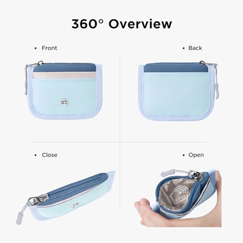 Babysun Mini Rfid Card Holder Slim Wallet with Change Zipper Pocket/3 Crad Slots/Key Ring, Small Wallet Thin Credit Card Wallet for Women & Men DarkBlue - Image 2
