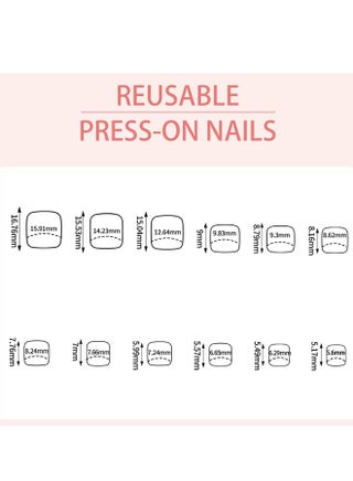 96-Piece Press on Toe Nails Set, Full Cover Fake Toenails in 4 Colors, Glossy Acrylic Pedicure Nails Kit for Women, Easy to Apply and Long Lasting - view 4
