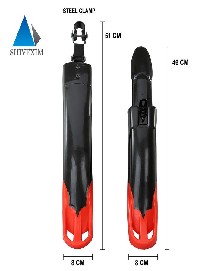 Shivexim® Bicycle Mudguard with Steel Clip - Front & Rear Full Length Fender (RED) - Image 3