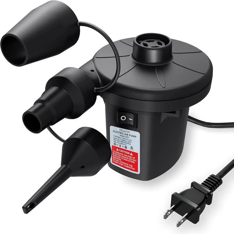 MAXEVER Quick-Fill Electric Air Pump with 3 Nozzles, AC 110V-120V Portable Inflator Deflator for Inflatables Pool Float Toys Air Mattress Bed Couch Swim Ring Tube Raft - Image 1