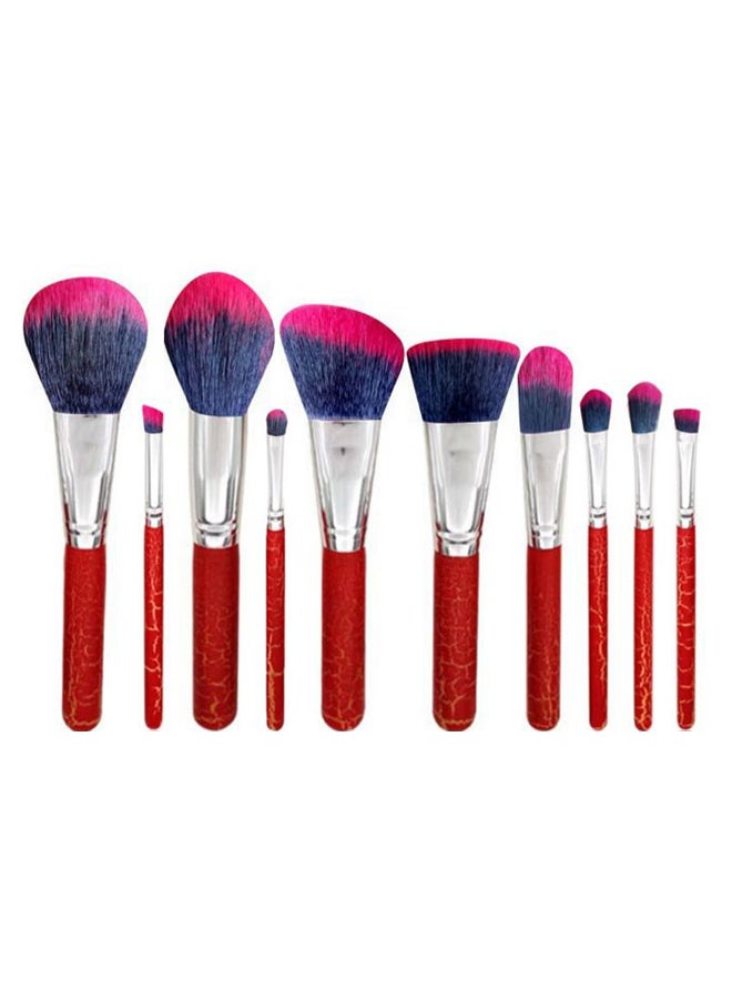 10-Piece Slim Waist Handle Makeup Brush Set Red