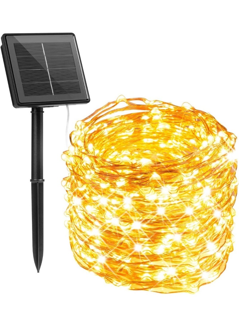 Solerconm Solar String Lights, 100 LED, 12m Outdoor, 8 Lighting Modes, Auto On/Off, Weather-Resistant, for Balcony, Garden & Patio - Image 1
