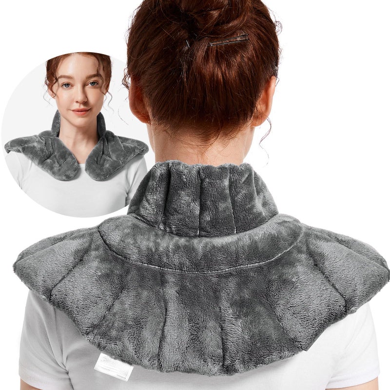 RelaxCoo RelaxCoo Microwavable Heating Pad for Neck Shoulders and Back Microwave Heated Wrap with Moist Heat Weighted Neck Warmer Gray Unscented 