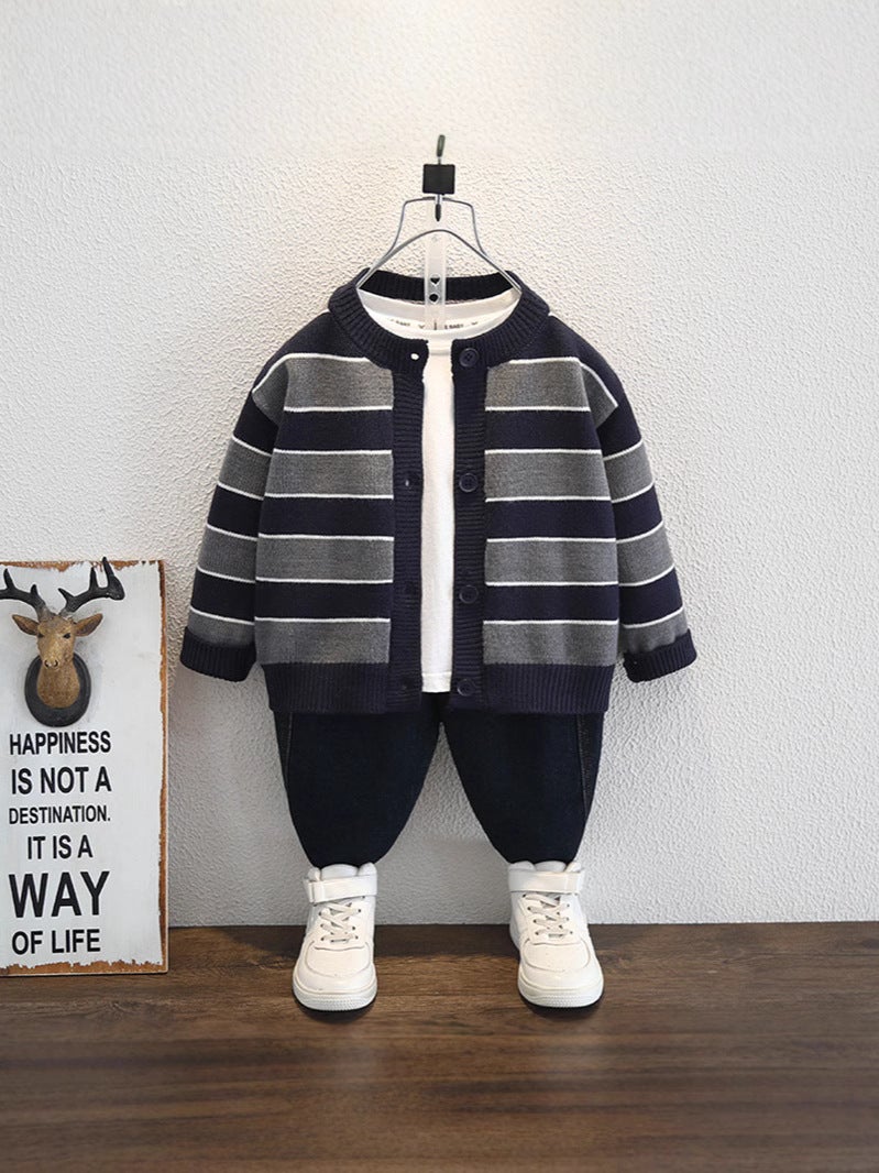 Boys' Baby'S Western Style Cardigan Children'S Wear Korean Casual Long Sleeve Sweater Children'S Coat - Image 2