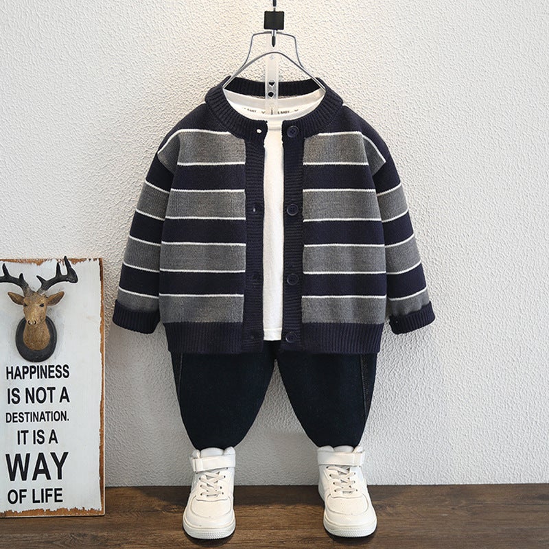 Boys' Baby'S Western Style Cardigan Children'S Wear Korean Casual Long Sleeve Sweater Children'S Coat - Image 1