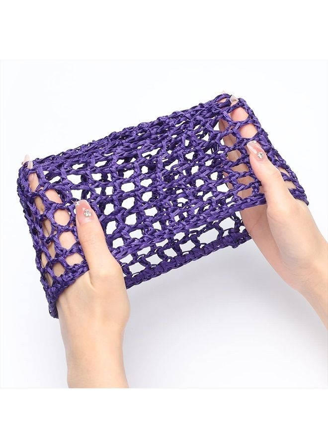Etercycle 2 Pieces Mesh Crochet Hair Net Snoods, Soft Rayon Knit Crochet Hairnet Hair Cover Accessory Crocheted Sleep Cap for Women (Black, Purple) - Image 4