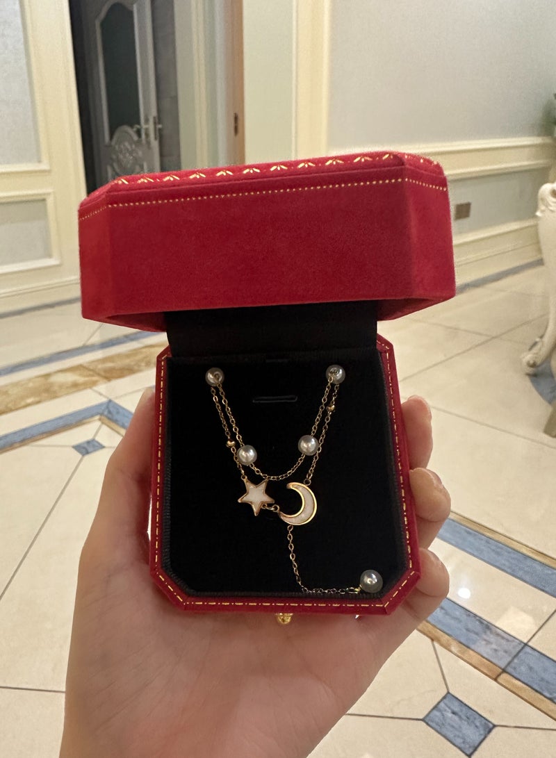 Limited edition  Double Star and Moon Pearl Necklace - Image 5