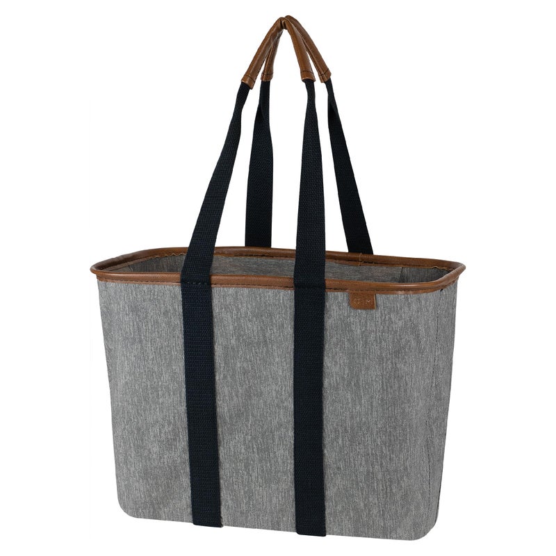 Clevermade CleverMade Collapsible LUXE Tote, Heather Gray/Black - 20L (5 Gal) Structured Tote Bag with Handles and Reinforced Bottom - Reusable Grocery Bag, Shopping Bag, Utility Tote Bag  - Image 1