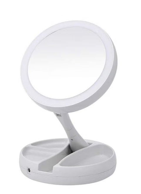 1pc Foldable USB Charging Or Battery Led Mirror, Makeup White Vanity Cosmetic Mirror With Light, 10X Magnifying Table Mirrors