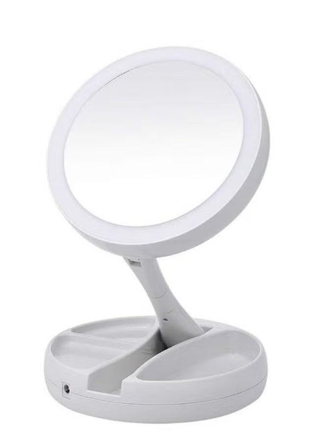 ORiTi - 1pc Foldable USB Charging Or Battery Led Mirror, Makeup White Vanity Cosmetic Mirror With Light, 10X Magnifying Table Mirrors - Image 1
