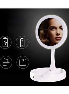 ORiTi 1pc Foldable USB Charging Or Battery Led Mirror, Makeup White Vanity Cosmetic Mirror With Light, 10X Magnifying Table Mirrors  - Image 2