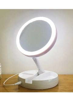 ORiTi 1pc Foldable USB Charging Or Battery Led Mirror, Makeup White Vanity Cosmetic Mirror With Light, 10X Magnifying Table Mirrors  - Image 5