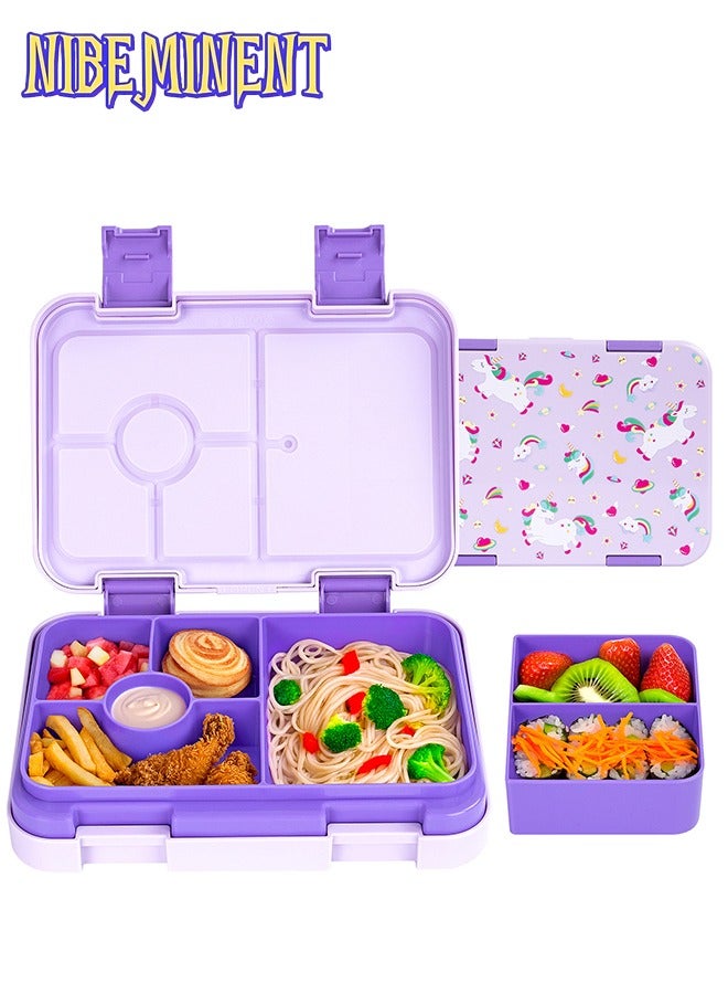 NIBEMINENT Bento Lunch Box for Kids & Toddlers, Leak-Proof Lunchbox with 5/6 Compartments - Back to School, Snack Containers for On-the-Go Meal, Made with Safe BPA-Free Material - Image 1