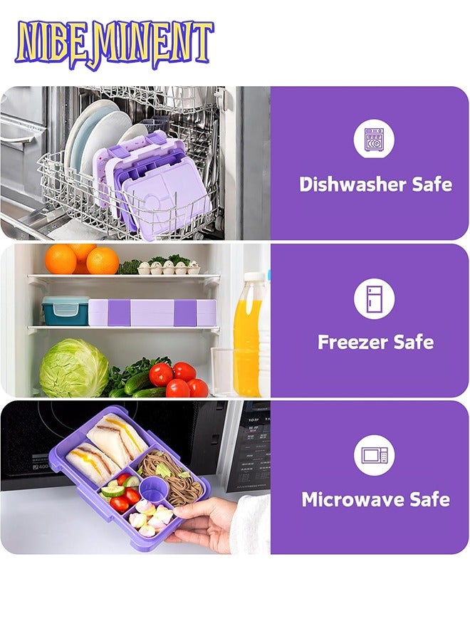 NIBEMINENT Bento Lunch Box for Kids & Toddlers, Leak-Proof Lunchbox with 5/6 Compartments - Back to School, Snack Containers for On-the-Go Meal, Made with Safe BPA-Free Material - Image 4