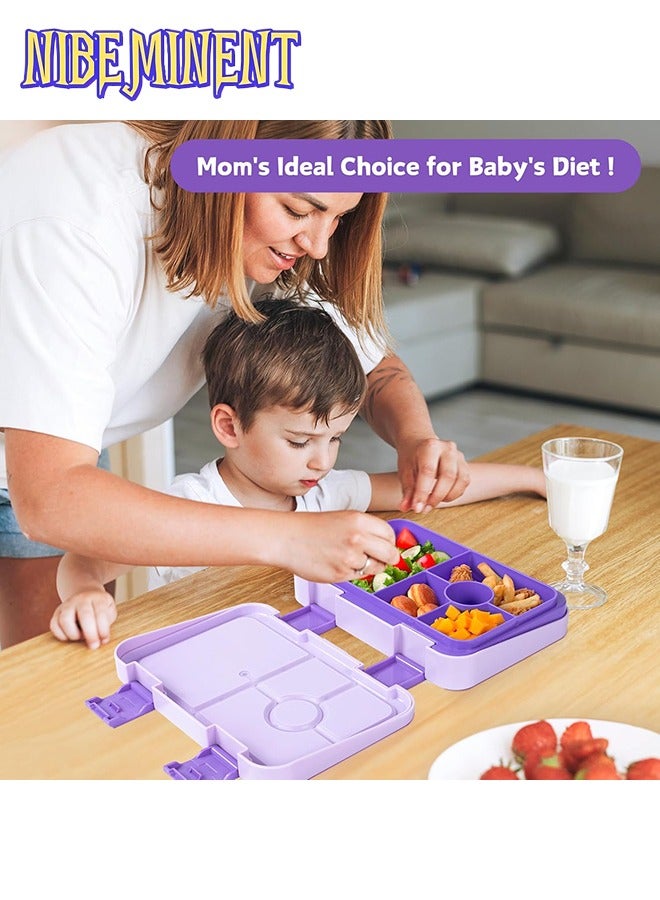 NIBEMINENT Bento Lunch Box for Kids & Toddlers, Leak-Proof Lunchbox with 5/6 Compartments - Back to School, Snack Containers for On-the-Go Meal, Made with Safe BPA-Free Material - Image 3