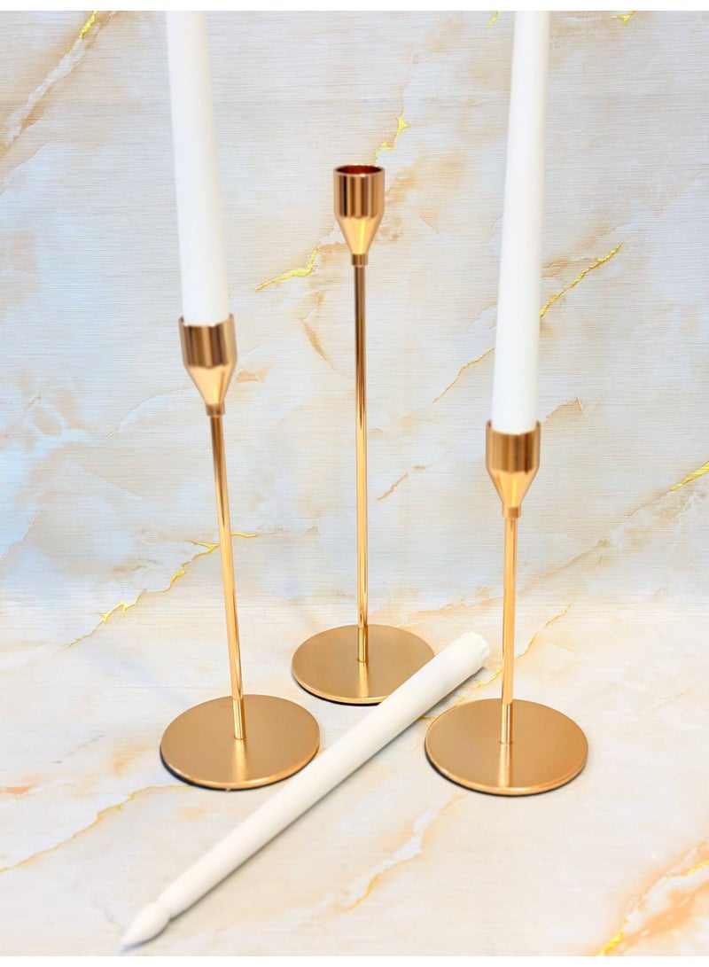 حوامل شموع مدببة لتزيين حفلات الزفاف وديكورات الغرف، تصميم ذهبي لتزيين الحفلات وديكور الترابيزة، 3 قطع - Image 4