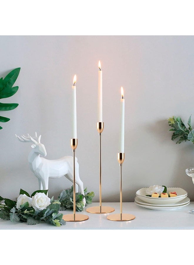 حوامل شموع مدببة لتزيين حفلات الزفاف وديكورات الغرف، تصميم ذهبي لتزيين الحفلات وديكور الترابيزة، 3 قطع - Image 1