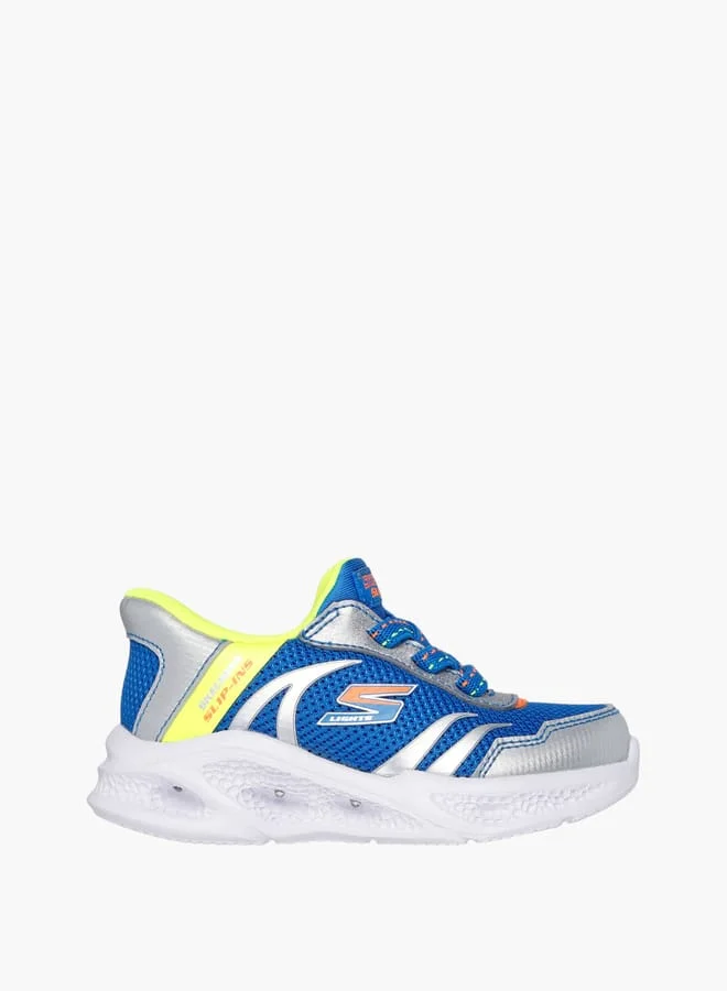 سكيتشرز Boys' Logo Detail Light-Up Sneakers - METEORLIGHTS
