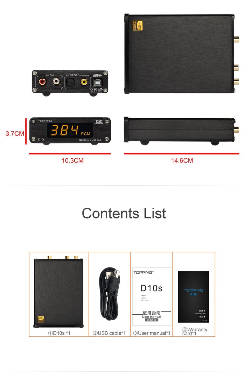 KGUSS Topping D10s Mini USB DAC CSS XMOS XU208 ES9038Q2M OPA2134 Audio Amplifier Decoder Black - Image 2