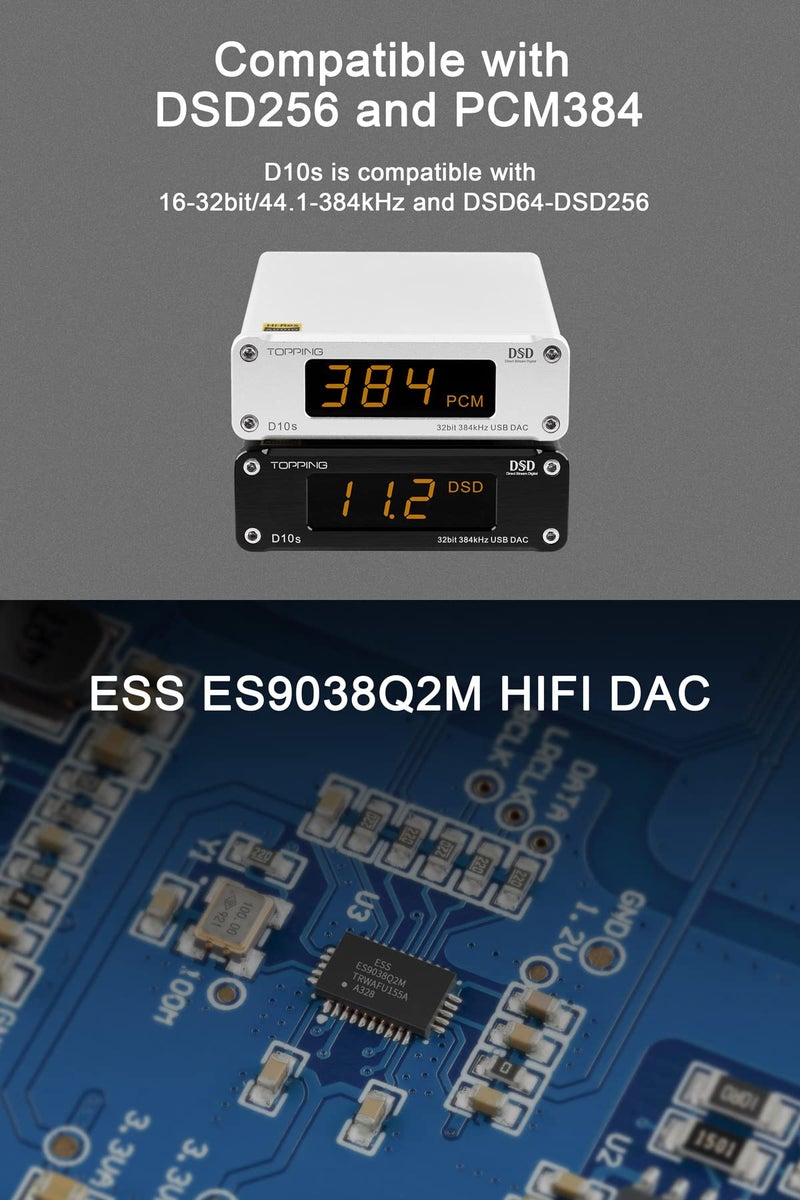 KGUSS Topping D10s Mini USB DAC CSS XMOS XU208 ES9038Q2M OPA2134 Audio Amplifier Decoder Black - Image 5