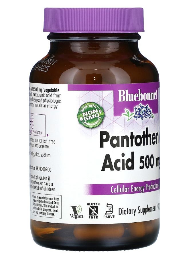 Bluebonnet Nutrition Pantothenic Acid 500 mg 90 Vegetable Capsules  - Image 2