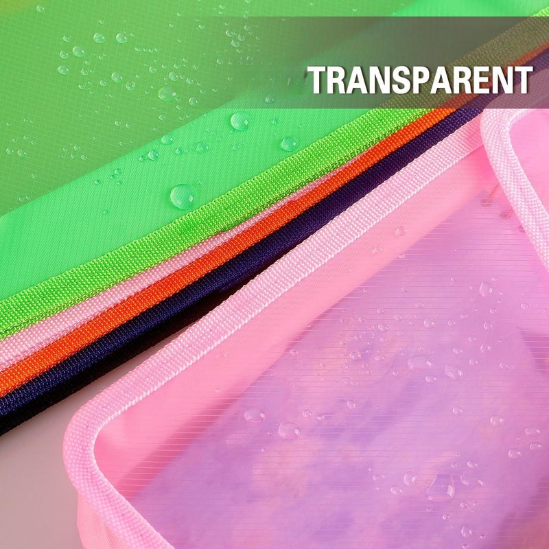 Pink Plastic Expanding File Folder Bag Transparent Envelope Snap Button Large Capacity A4 Size Office Home Travel - Image 5