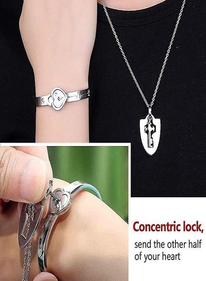 IGA COLLECTION Stainless Steel Bracelet Set with Elegant Design | Comfortable Glossy Trendy Fasionable Latest Lock & Key Chain Pandent Bracelet For Boys & Girls(Oval M2) - Image 3