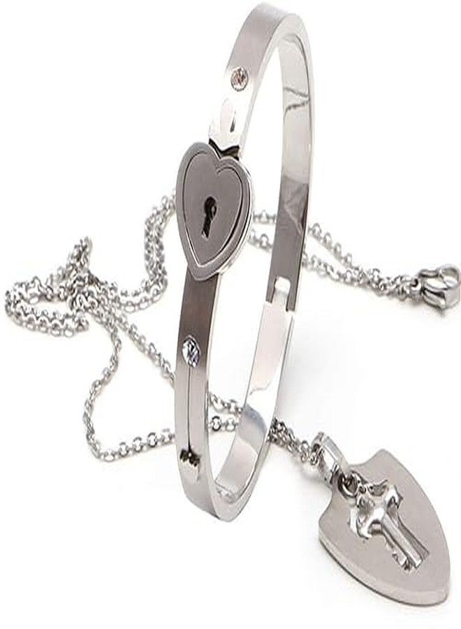 IGA COLLECTION Stainless Steel Bracelet Set with Elegant Design | Comfortable Glossy Trendy Fasionable Latest Lock & Key Chain Pandent Bracelet For Boys & Girls(Oval M2) - Image 2