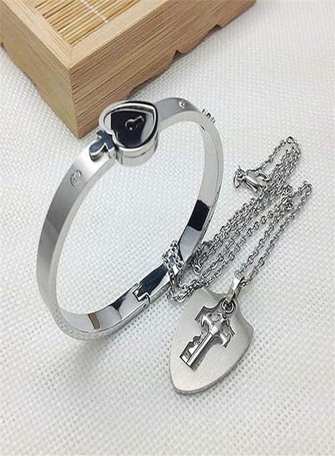 IGA COLLECTION Stainless Steel Bracelet Set with Elegant Design | Comfortable Glossy Trendy Fasionable Latest Lock & Key Chain Pandent Bracelet For Boys & Girls(Oval M2) - Image 4