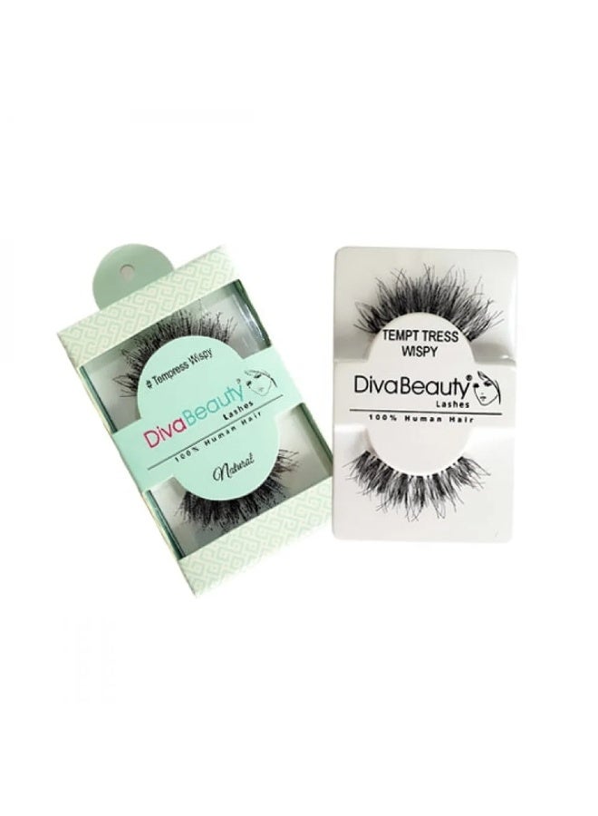 DIVA BEAUTY 100% Genuine Hair False Eyelashes Black#Tempress Wispy