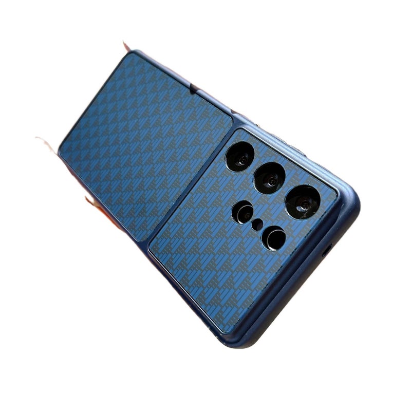 غطاء واقي | أزرق | مقاوم للصدمات لـ Samsung Galaxy S24 Ultra | حماية من السقوط | نقش مثلثي - Image 1