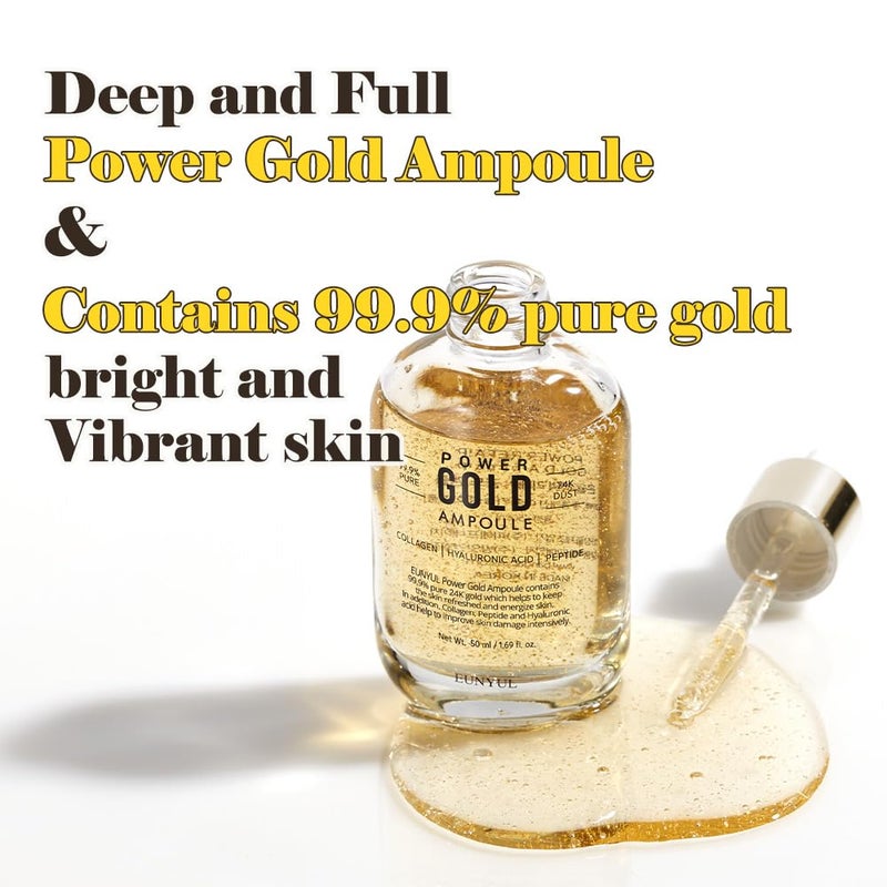 EUNYUL Power Enhancing Gold Ampoule [1.69 fl. Oz. / 50ml] 99.99% Pure 24K Gold Serum - Image 4