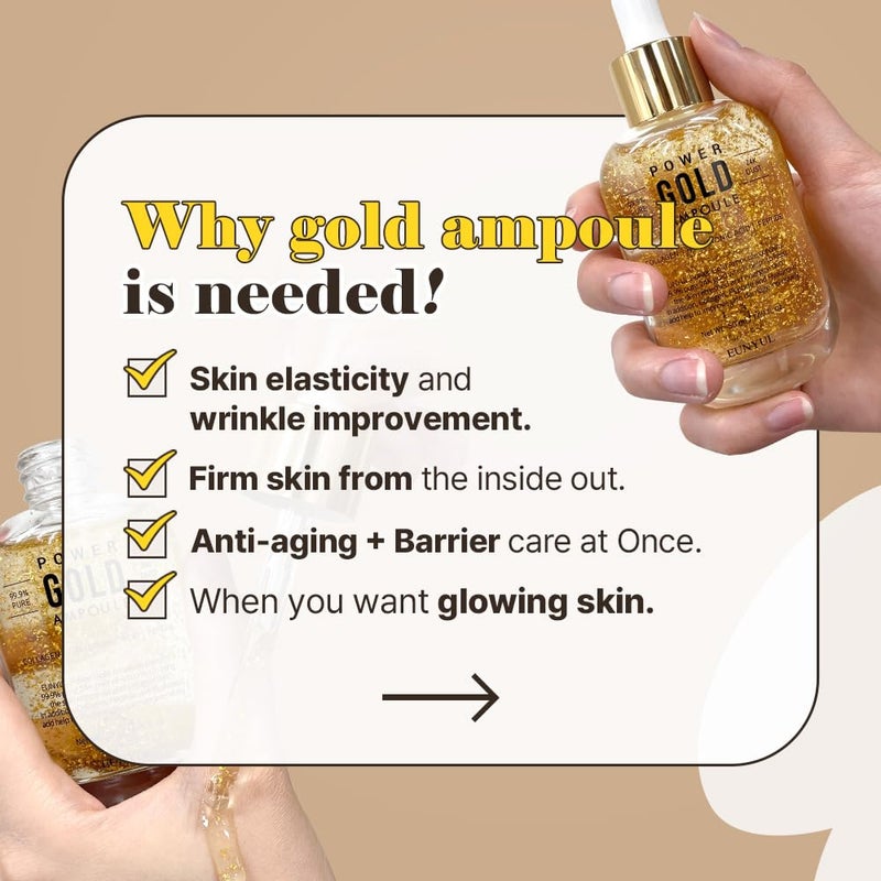 EUNYUL Power Enhancing Gold Ampoule [1.69 fl. Oz. / 50ml] 99.99% Pure 24K Gold Serum - Image 3