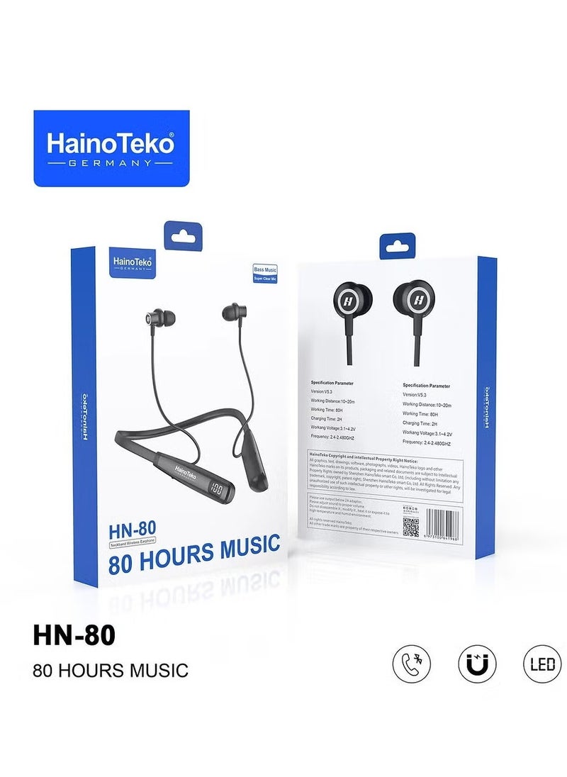 Haino Teko Haino Teko Germany HN 80 Wireless Bluetooth Neckband Earphone, Black  - Image 2