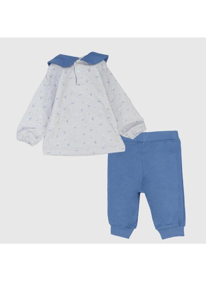 Bluish Long-Sleeved Pajama