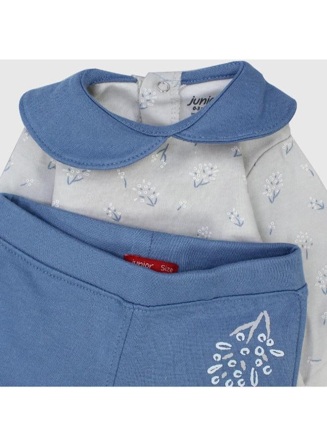 Bluish Long-Sleeved Pajama