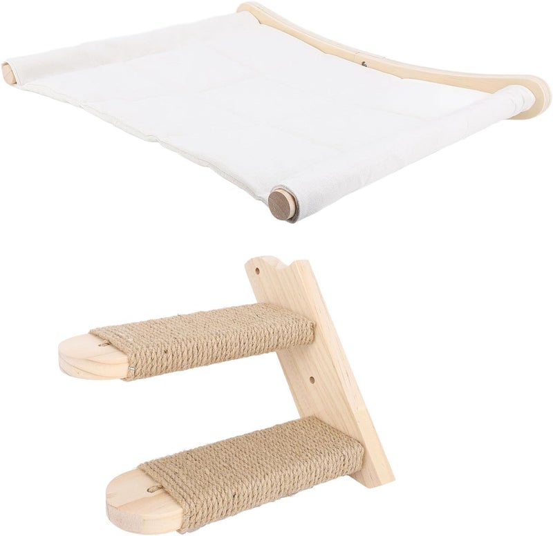 Cat Wall Shelves, Robust Wooden Structure Cat, Hammock with Removable Cushions for Sleeping Playing Climbing - Image 2