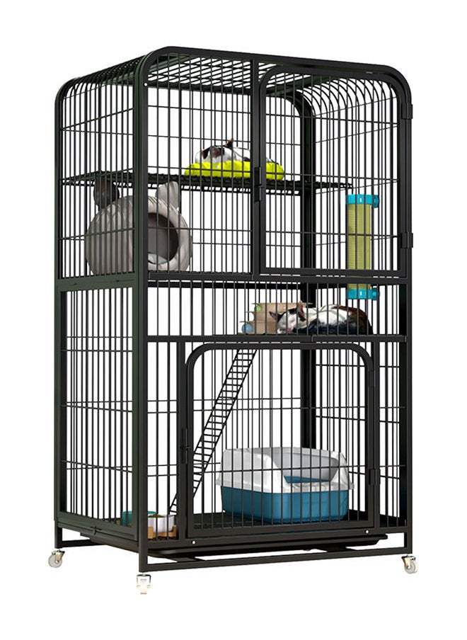 Neostyle - Large Cat Cage 4 Tier,Cat Cage Playpen Box Crate Kennel for Indoor Cats with Doors&Detachable Tray&Ladders & Wheels(Black-76*54*136cm) - Image 1