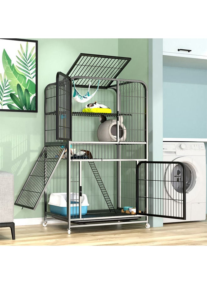 Neostyle - Large Cat Cage 4 Tier,Cat Cage Playpen Box Crate Kennel for Indoor Cats with Doors&Detachable Tray&Ladders & Wheels(Black-76*54*136cm) - Image 1