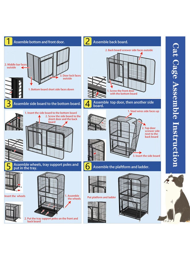 Neostyle - Large Cat Cage 4 Tier,Cat Cage Playpen Box Crate Kennel for Indoor Cats with Doors&Detachable Tray&Ladders & Wheels(Black-76*54*136cm) - Image 1