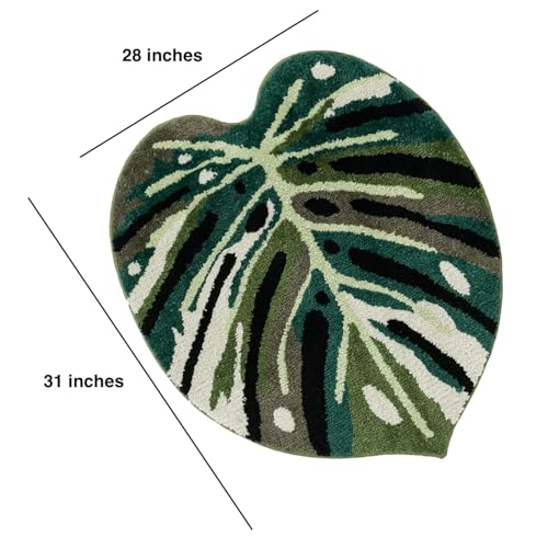 Snugtown Cute Absorbent Bath Mat for Bathroom, Non Slip Soft Green Leaf Shaped Bath Rug, 28” x 31” - Image 5