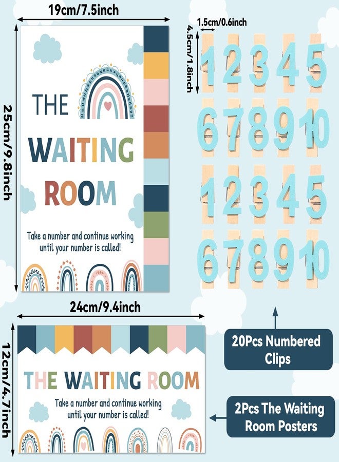 QOUBAI Boho Classroom Management Waiting Room Clip Chart Teacher's Helper Waiting Room Poster Wooden Number Clips for Back to School Elementary Classroom Must Haves Teacher Supplies Bulletin Board Decor - Image 2