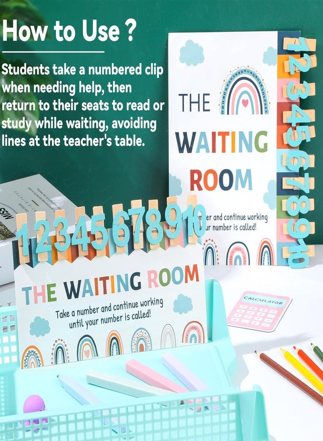 QOUBAI Boho Classroom Management Waiting Room Clip Chart Teacher's Helper Waiting Room Poster Wooden Number Clips for Back to School Elementary Classroom Must Haves Teacher Supplies Bulletin Board Decor - Image 4