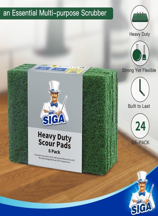 Mr Siga MR.SIGA Heavy Duty Scouring Pads, Household Scrubber for Kitchen, Sink, Dish, 24-Pack, 3.9 x 5.9 inch (10 x 15 cm), Green - Image 4
