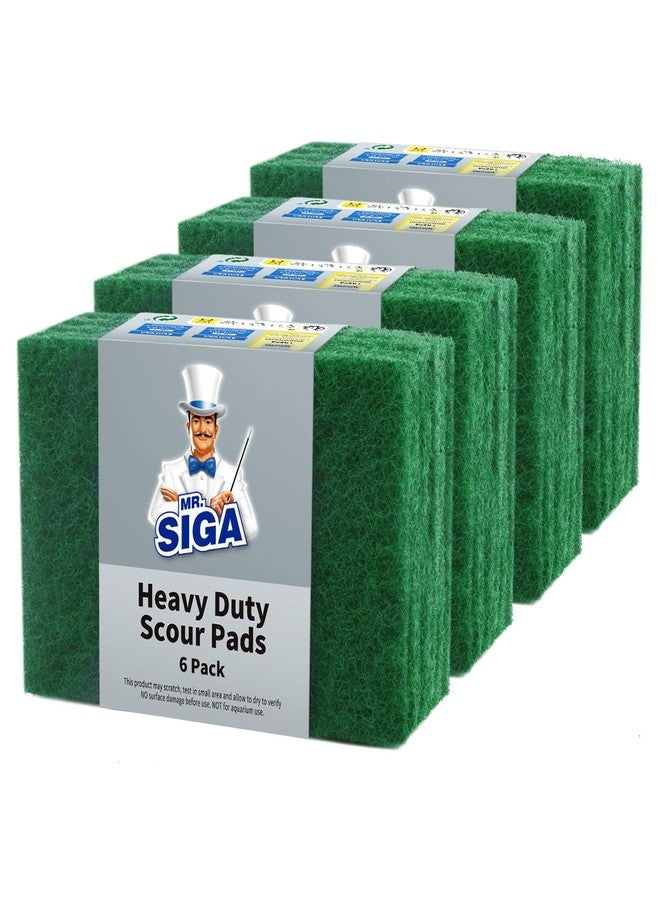 Mr Siga MR.SIGA Heavy Duty Scouring Pads, Household Scrubber for Kitchen, Sink, Dish, 24-Pack, 3.9 x 5.9 inch (10 x 15 cm), Green - Image 1