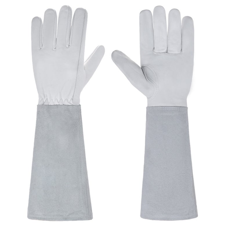 Leather Gardening Gloves for Outdoor Activities White 