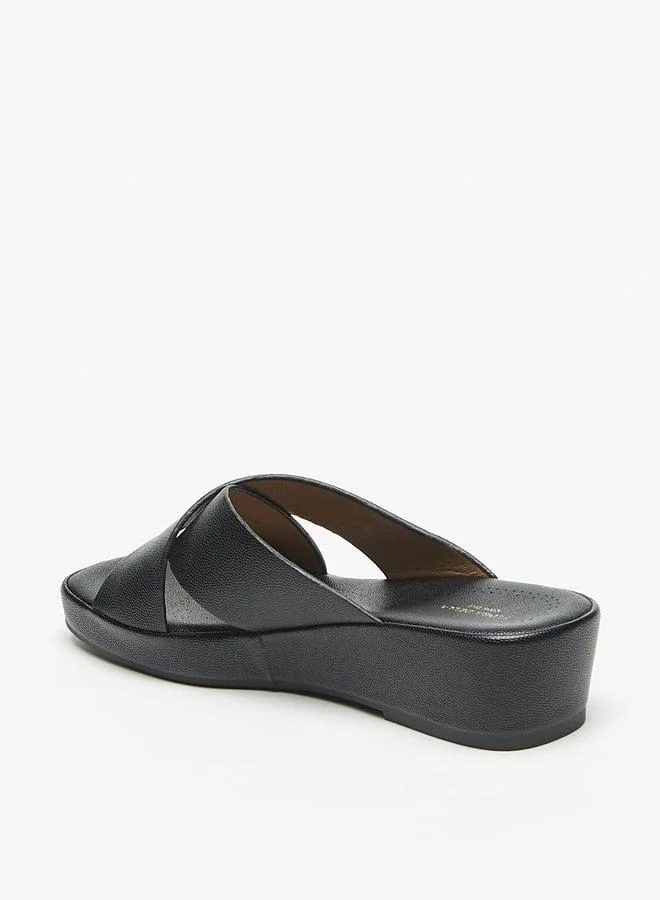 Flora Bella By Shoexpress Solid Crosstrap Slip On Sandals with Flatform Heels